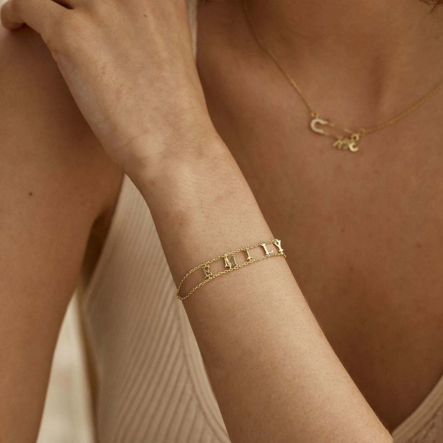 Custom Double Chain Name Bracelet