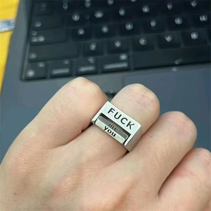 Adjustable FU*K & LOVE Everything Rotatable Mood Control Ring