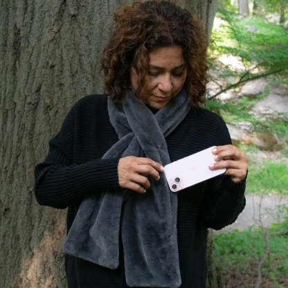 Faux Fur Scarf With Hidden Zipper Pocket