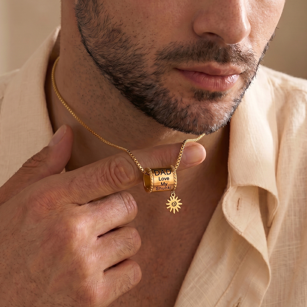  Personalized Dad Engraved Bead Necklace