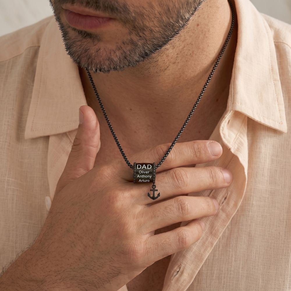  Personalized Dad Engraved Bead Necklace