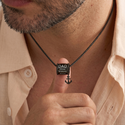  Personalized Dad Engraved Bead Necklace