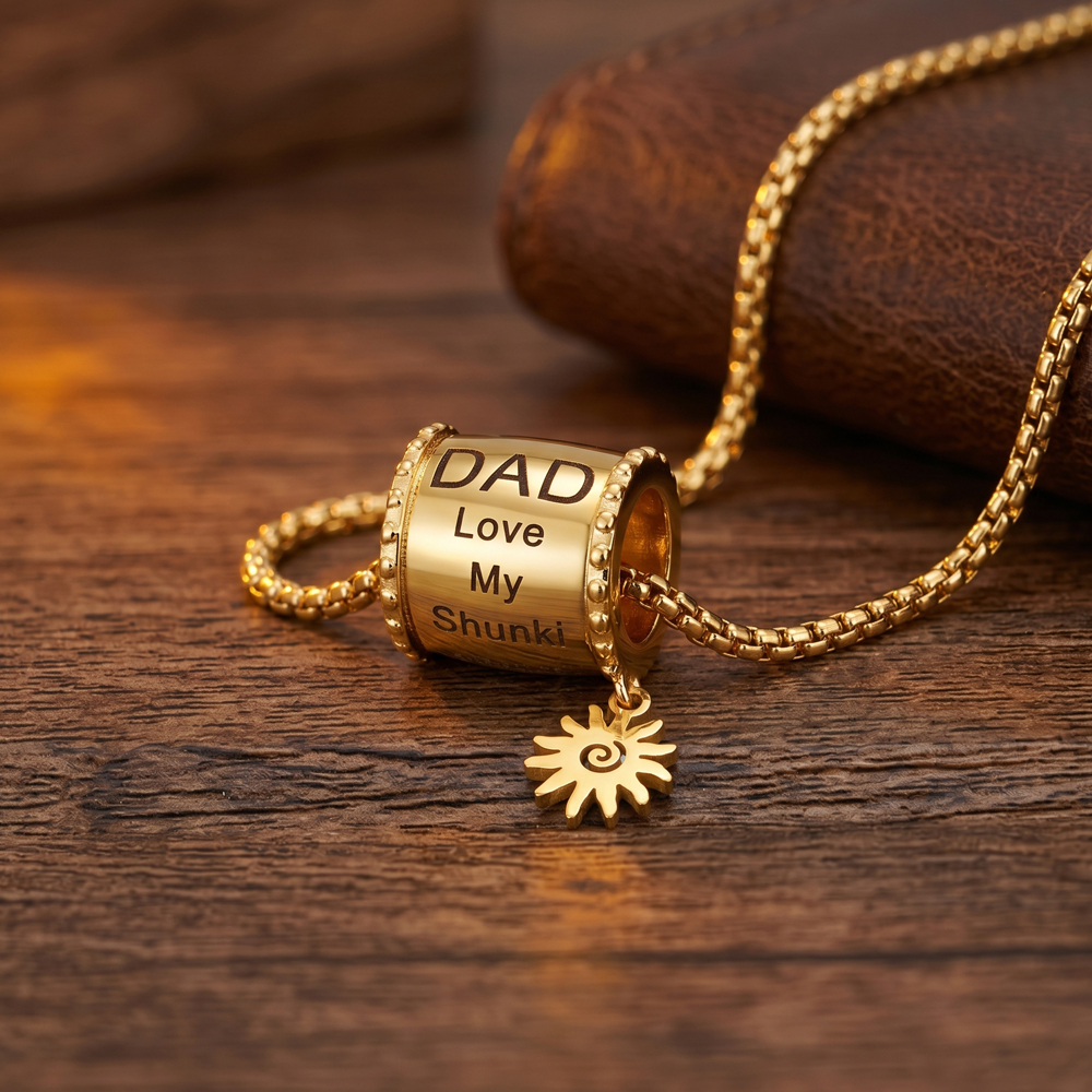  Personalized Dad Engraved Bead Necklace