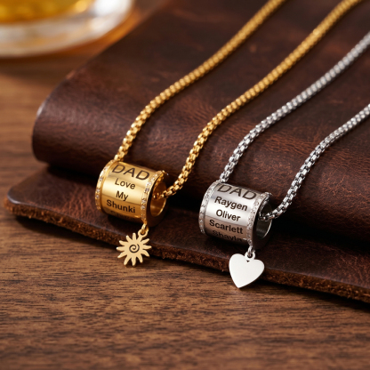  Personalized Dad Engraved Bead Necklace