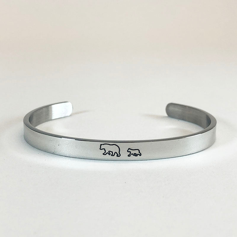 Mother's Day Gift Mama Bear & Her Baby Bears Engraved Personalizable Cuff Bracelet-Engravingift
