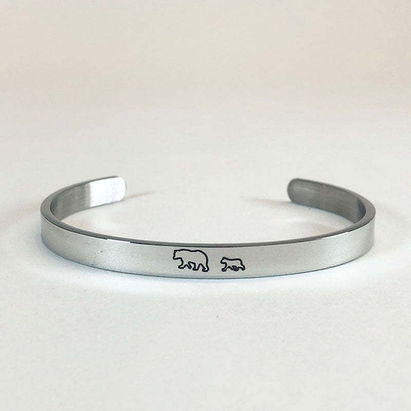 Mother's Day Gift Mama Bear & Her Baby Bears Engraved Personalizable Cuff Bracelet-Engravingift