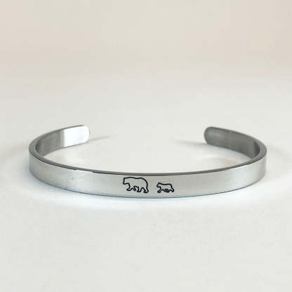 Mother's Day Gift Mama Bear & Her Baby Bears Engraved Personalizable Cuff Bracelet-Engravingift