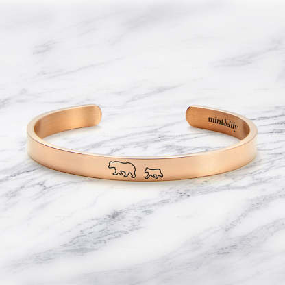 Mother's Day Gift Mama Bear & Her Baby Bears Engraved Personalizable Cuff Bracelet-Engravingift