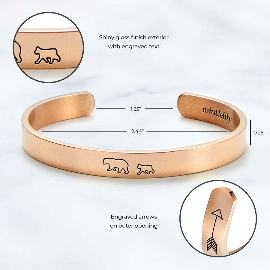Mother's Day Gift Mama Bear & Her Baby Bears Engraved Personalizable Cuff Bracelet-Engravingift