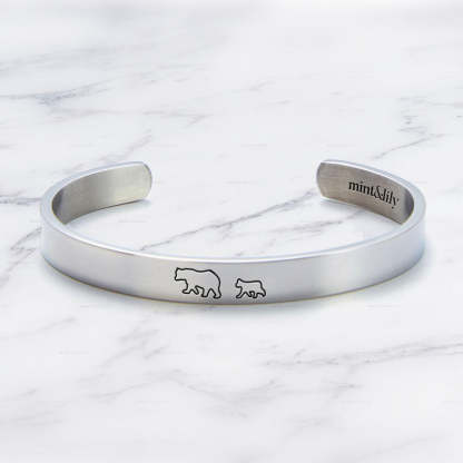 Mother's Day Gift Mama Bear & Her Baby Bears Engraved Personalizable Cuff Bracelet-Engravingift