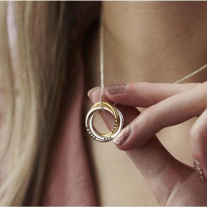 Mother's Day Gift Personalized Mixed Russian Ring Necklace