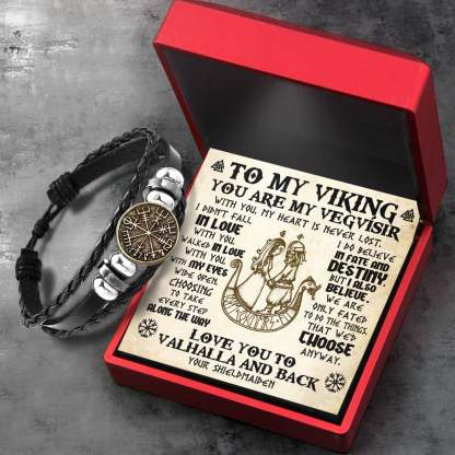 Father's Day Gift Viking Compass Bracelet - Viking - To My Man - I Love You To Valhalla And Back