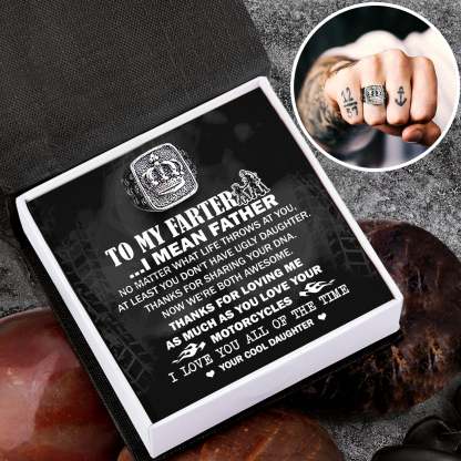 Father's Day Gift Vintage Crown Ring - Biker - To My Father - From Daughter - I Love You All Of The Time-Engravingift
