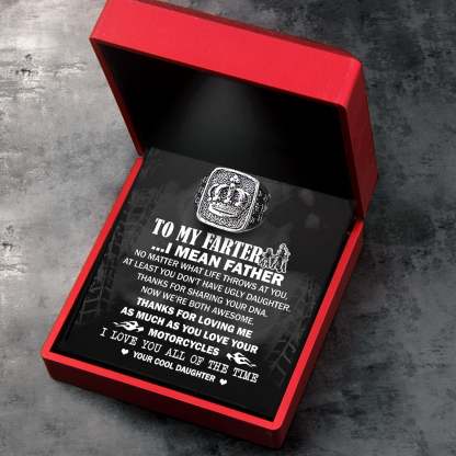 Father's Day Gift Vintage Crown Ring - Biker - To My Father - From Daughter - I Love You All Of The Time-Engravingift