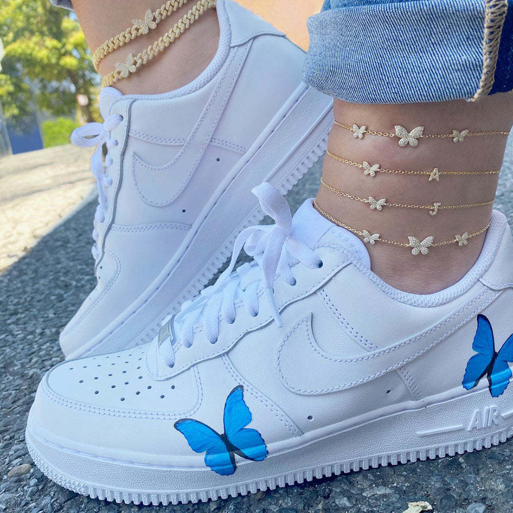 Pavé Butterfly Initial Anklet - Adina's Jewels