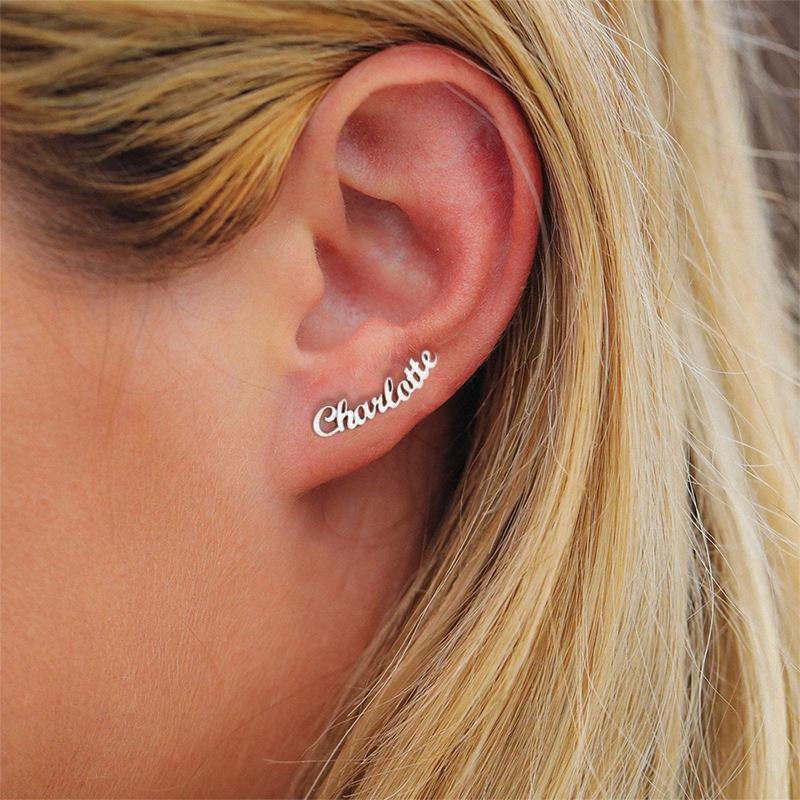 Mother's Day Gift Script Name Earring-Name Stud Earring(1 Pair)-Engravingift