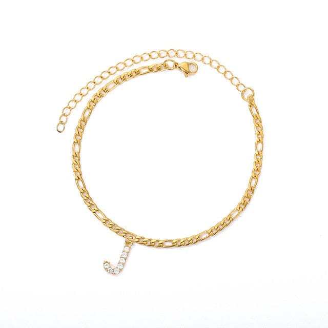 Personalized Initial Cuban Link Anklet J So Dashing