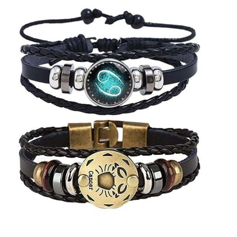 Mother's Day Gift Astrology Zodiac Braided Bracelet 2 Pack Horoscope Constellations (12 Designs) Luminous Glow In The Dark-Engravingift