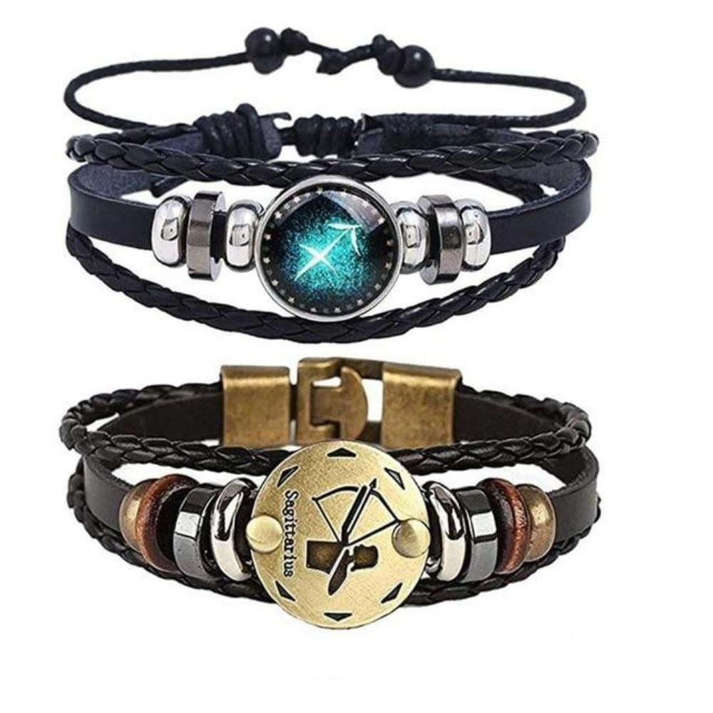 Mother's Day Gift Astrology Zodiac Braided Bracelet 2 Pack Horoscope Constellations (12 Designs) Luminous Glow In The Dark-Engravingift