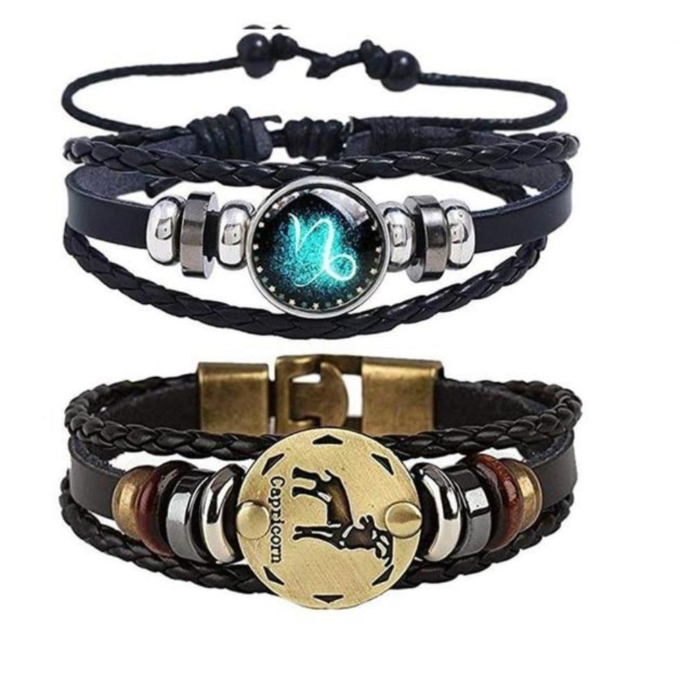 Mother's Day Gift Astrology Zodiac Braided Bracelet 2 Pack Horoscope Constellations (12 Designs) Luminous Glow In The Dark-Engravingift