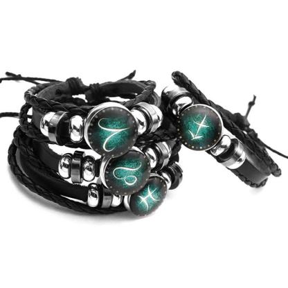 Mother's Day Gift Astrology Zodiac Braided Bracelet 2 Pack Horoscope Constellations (12 Designs) Luminous Glow In The Dark-Engravingift
