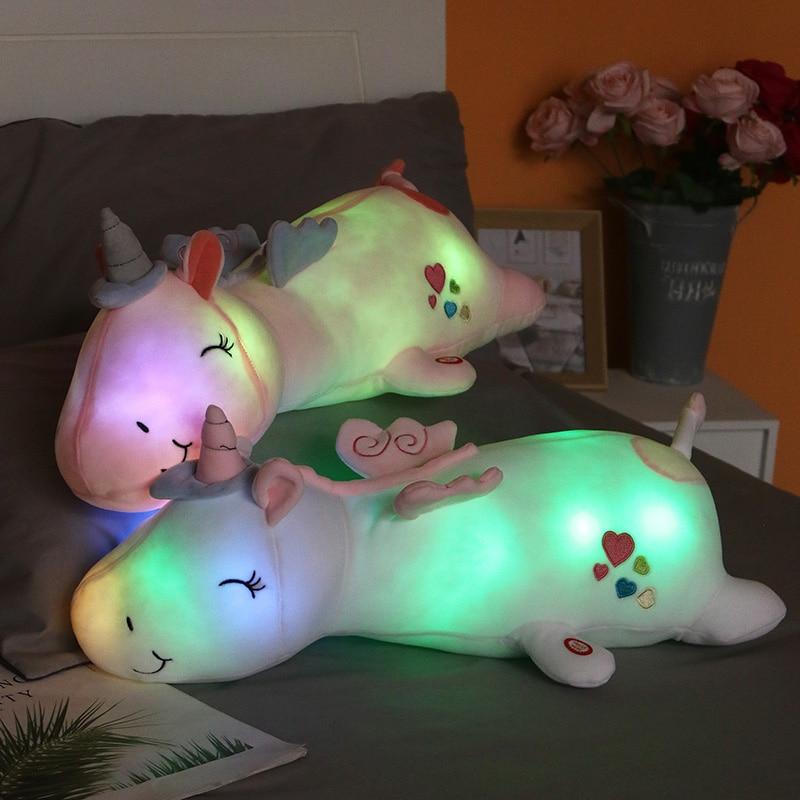 Christmas Gift Light Up Unicorn Pillow Plush 3D Stuffed Animal (3 Colors) 60cm