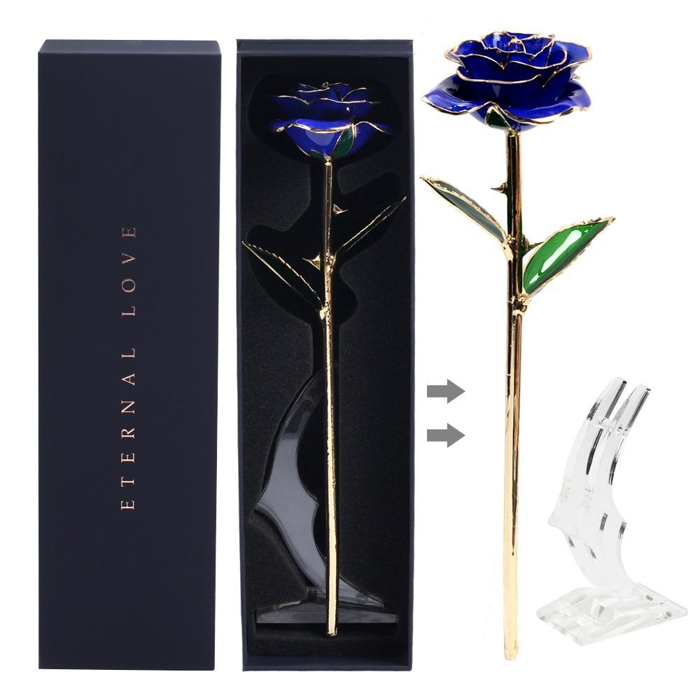 Christmas Gift Preserved 24k Gold Long Stem Immortal Rose (3 Styles) 20 Variants NEW Colors 2022