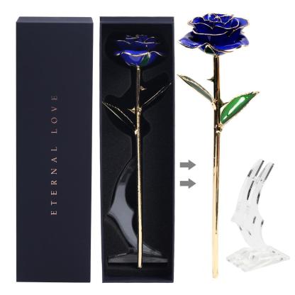Christmas Gift Preserved 24k Gold Long Stem Immortal Rose (3 Styles) 20 Variants NEW Colors 2022