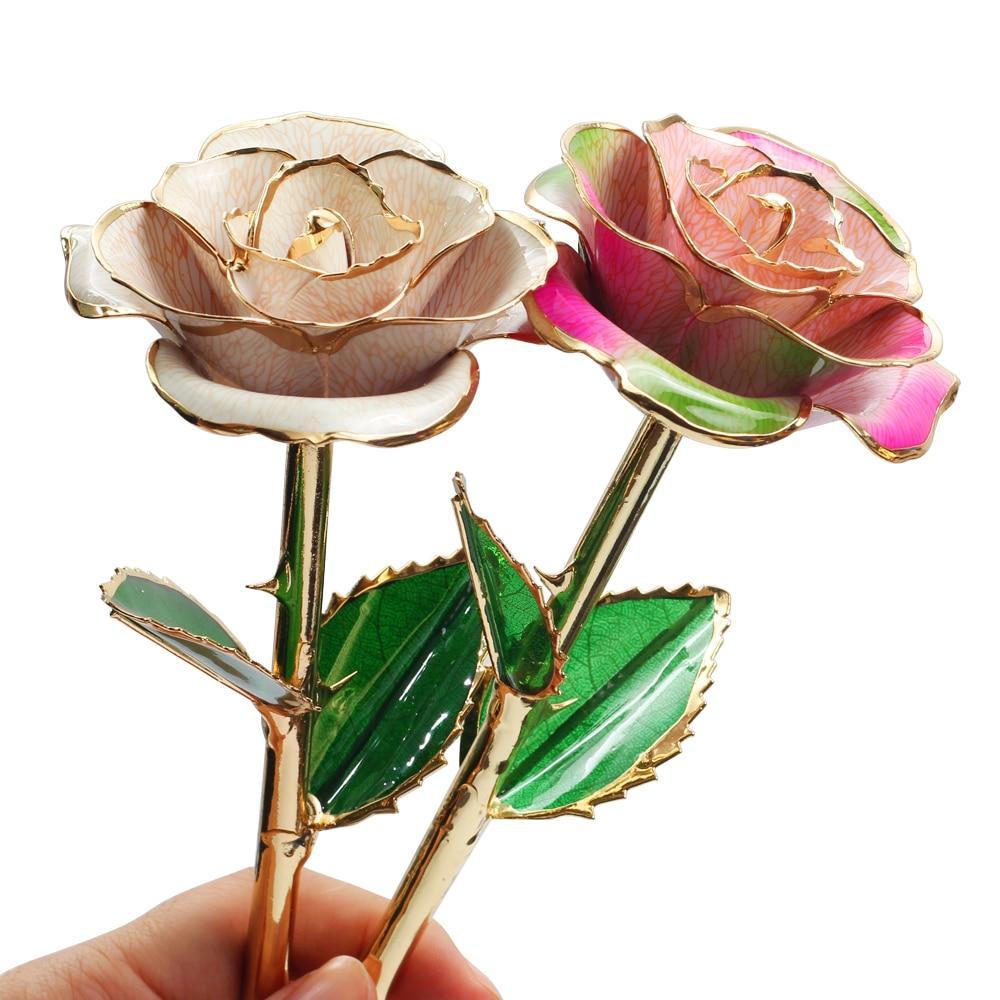 Christmas Gift Preserved 24k Gold Long Stem Immortal Rose (3 Styles) 20 Variants NEW Colors 2022
