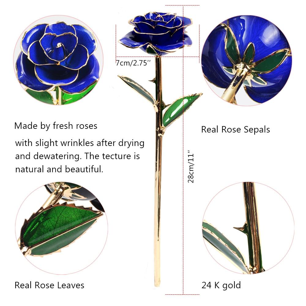 Christmas Gift Preserved 24k Gold Long Stem Immortal Rose (3 Styles) 20 Variants NEW Colors 2022