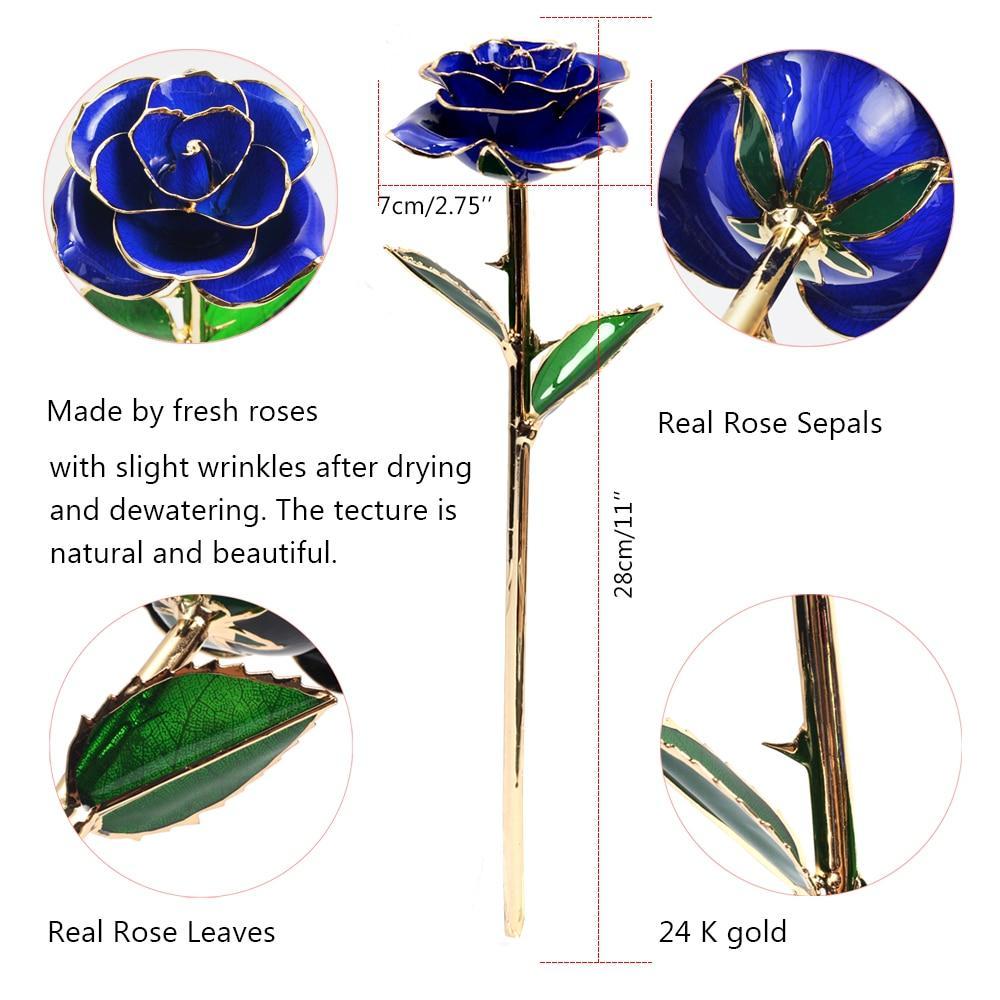 Christmas Gift Preserved 24k Gold Long Stem Immortal Rose (3 Styles) 20 Variants NEW Colors 2022