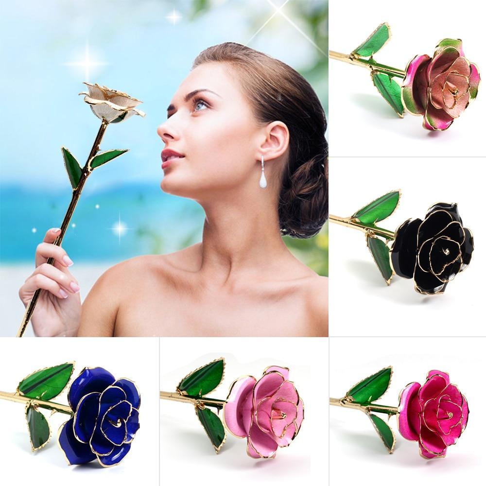 Christmas Gift Preserved 24k Gold Long Stem Immortal Rose (3 Styles) 20 Variants NEW Colors 2022