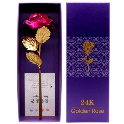 Christmas Gift Preserved 24k Gold Long Stem Immortal Rose (3 Styles) 20 Variants NEW Colors 2022