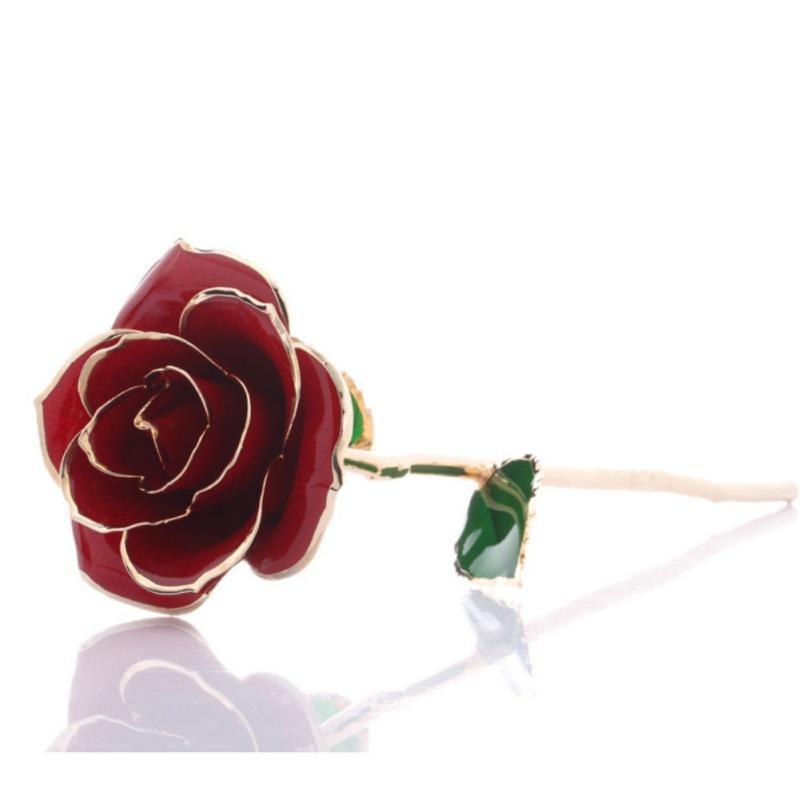 Christmas Gift Preserved 24k Gold Long Stem Immortal Rose (4 colors)