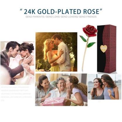 Christmas Gift Preserved 24k Gold Long Stem Immortal Rose (4 colors)