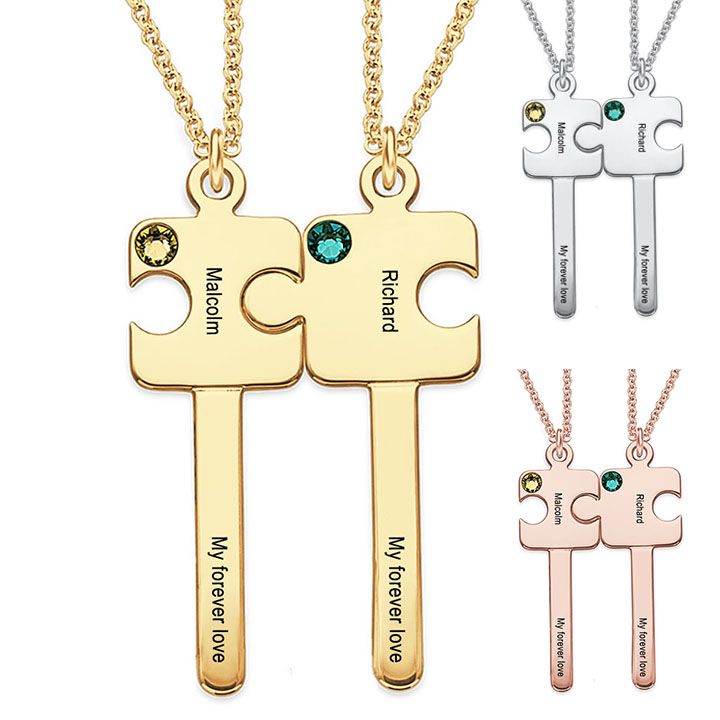 Mother'sDay Gift Mother'sDay gift Matching Necklaces for Couples, Puzzle Piece Necklace s for Boyfriend, Girlfriend-Engravingift