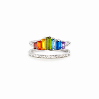 Rainbow Ring - Double Band For Daughter or Best Friend