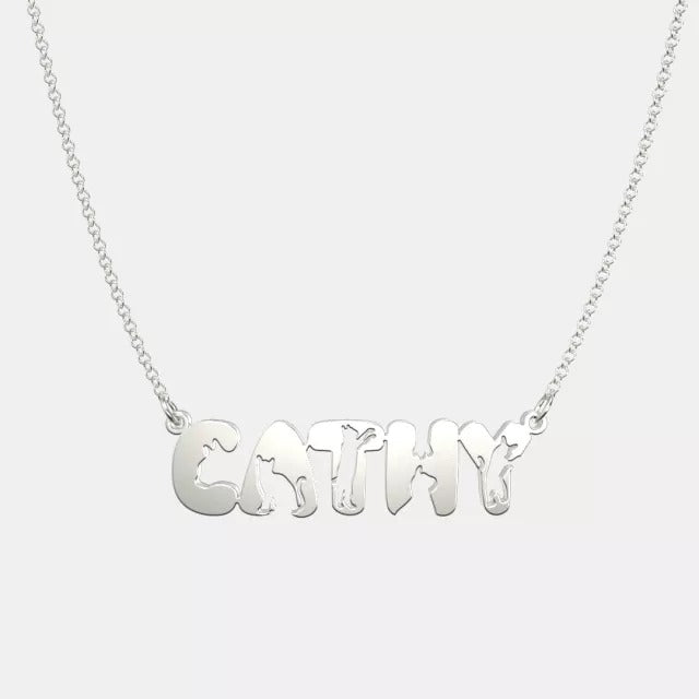 Mother's Day Gift Handmade Personalized Cute Cat Style Name Necklace-Engravingift