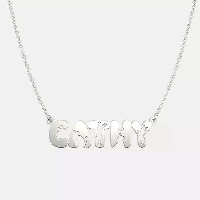 Mother's Day Gift Handmade Personalized Cute Cat Style Name Necklace-Engravingift