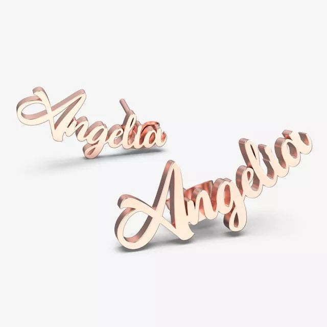 Mother's Day Gift Script Name Earring-Name Stud Earring(1 Pair)-Engravingift