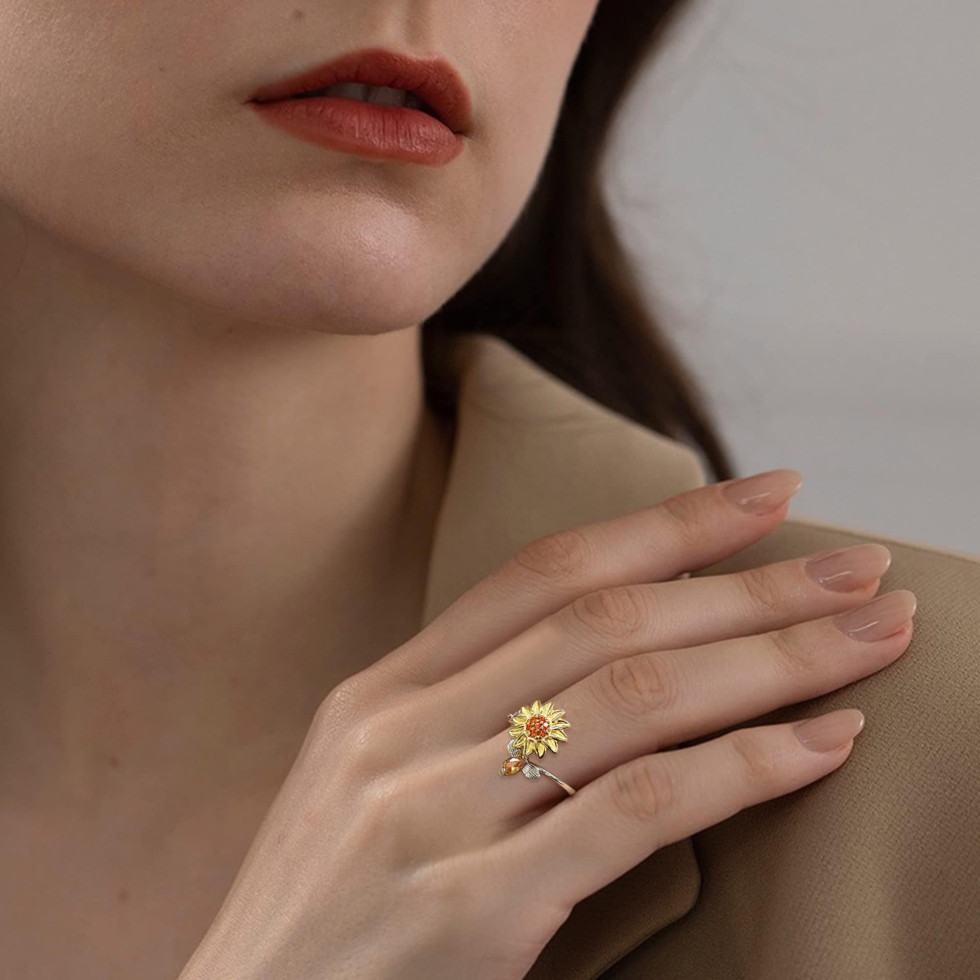 Sunflower Spinner Anxiety Ring Rings customforher