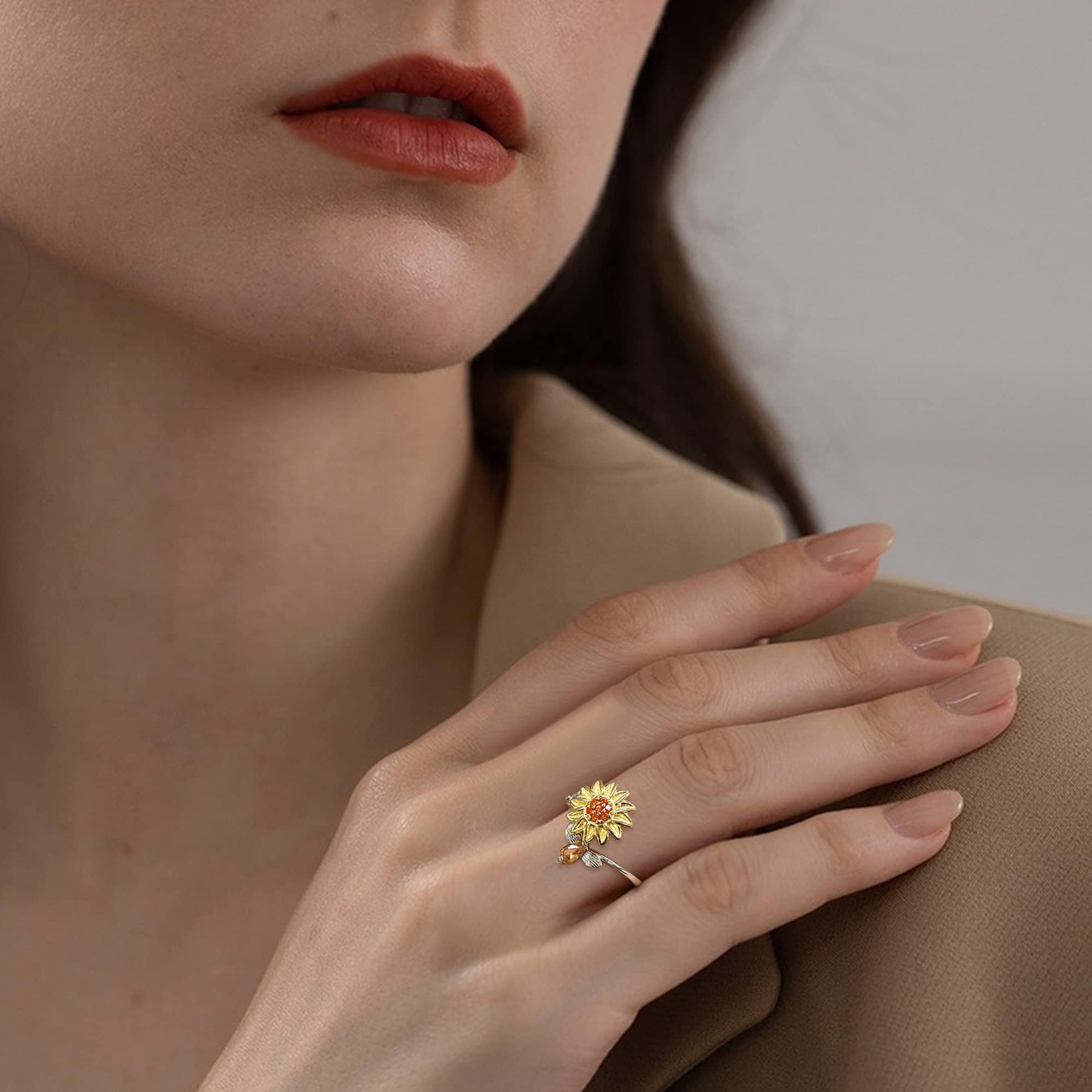 Sunflower Spinner Anxiety Ring Rings customforher