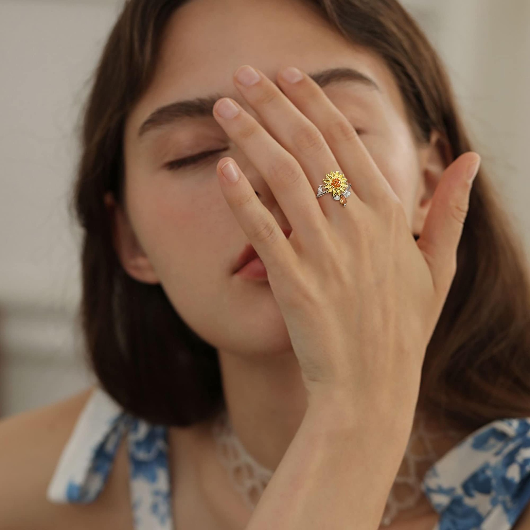 Sunflower Spinner Anxiety Ring Rings customforher
