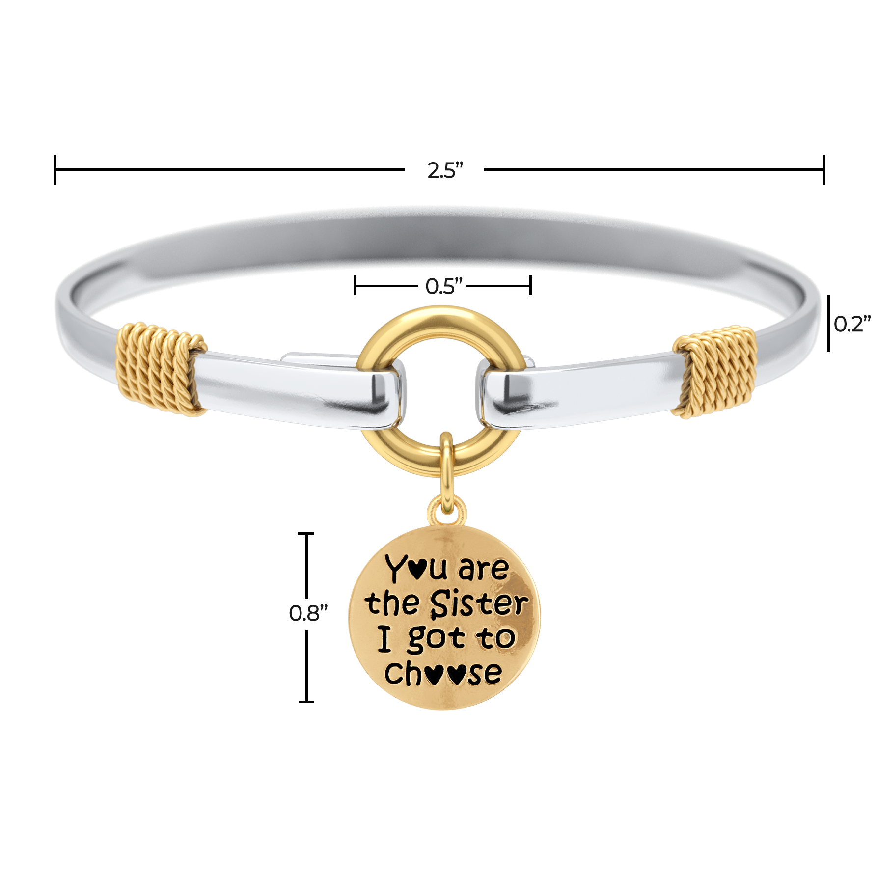 Christmas Gift Sister I Got To Choose - Two-Tone Custom Charm Bracelet