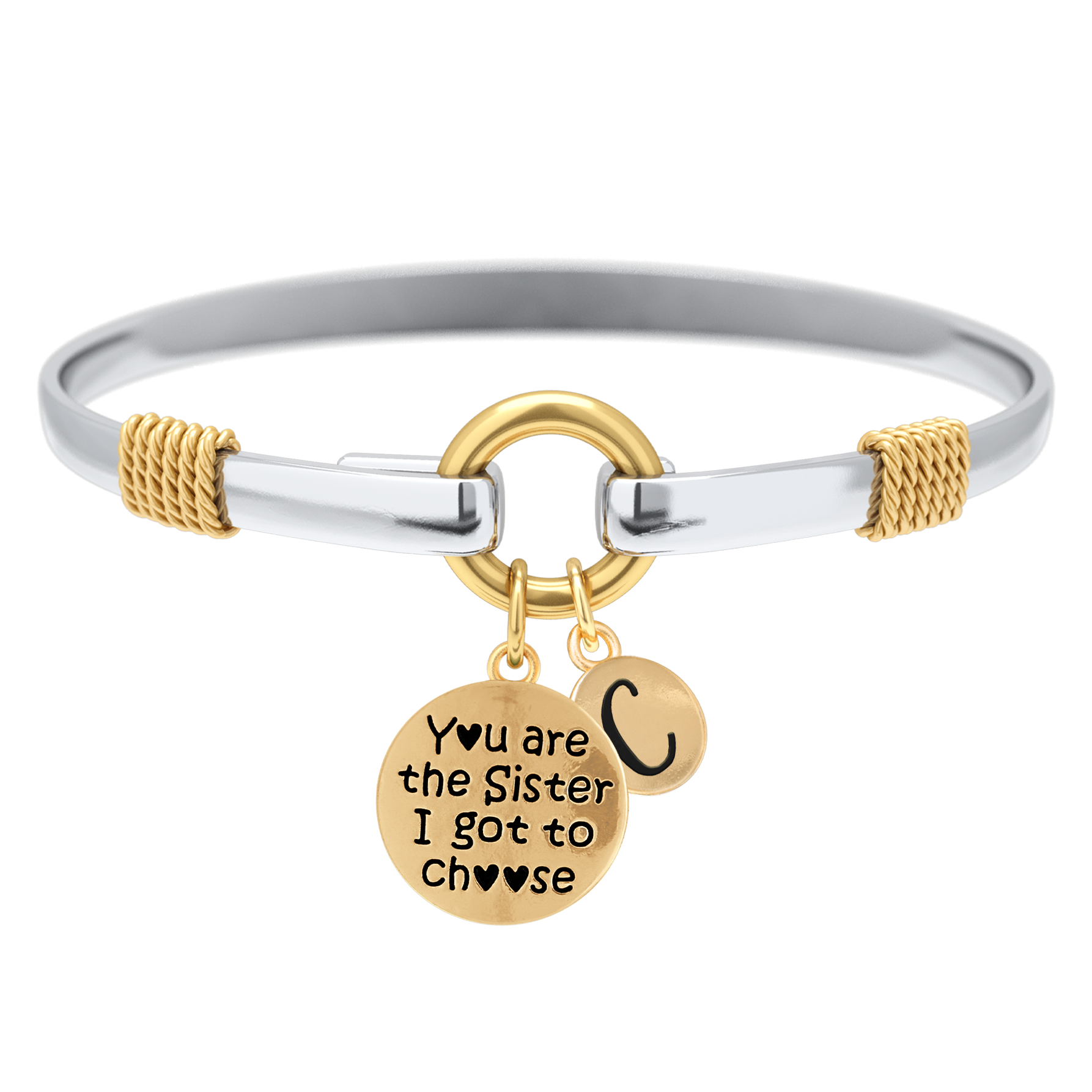 Christmas Gift Sister I Got To Choose - Two-Tone Custom Charm Bracelet