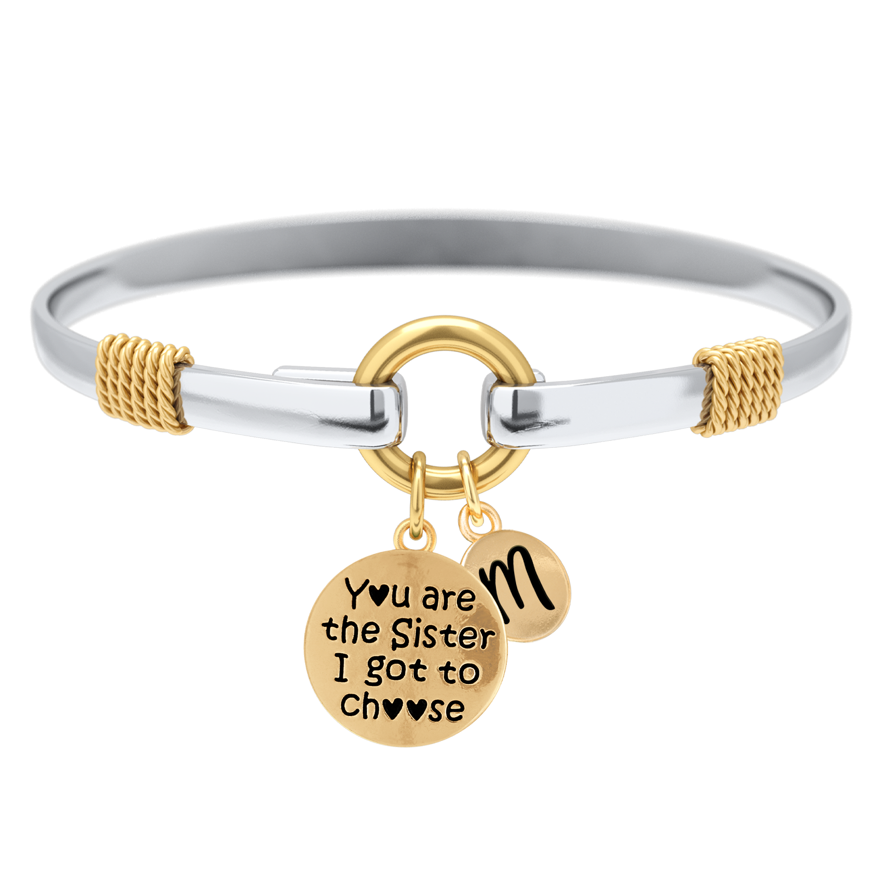 Christmas Gift Sister I Got To Choose - Two-Tone Custom Charm Bracelet