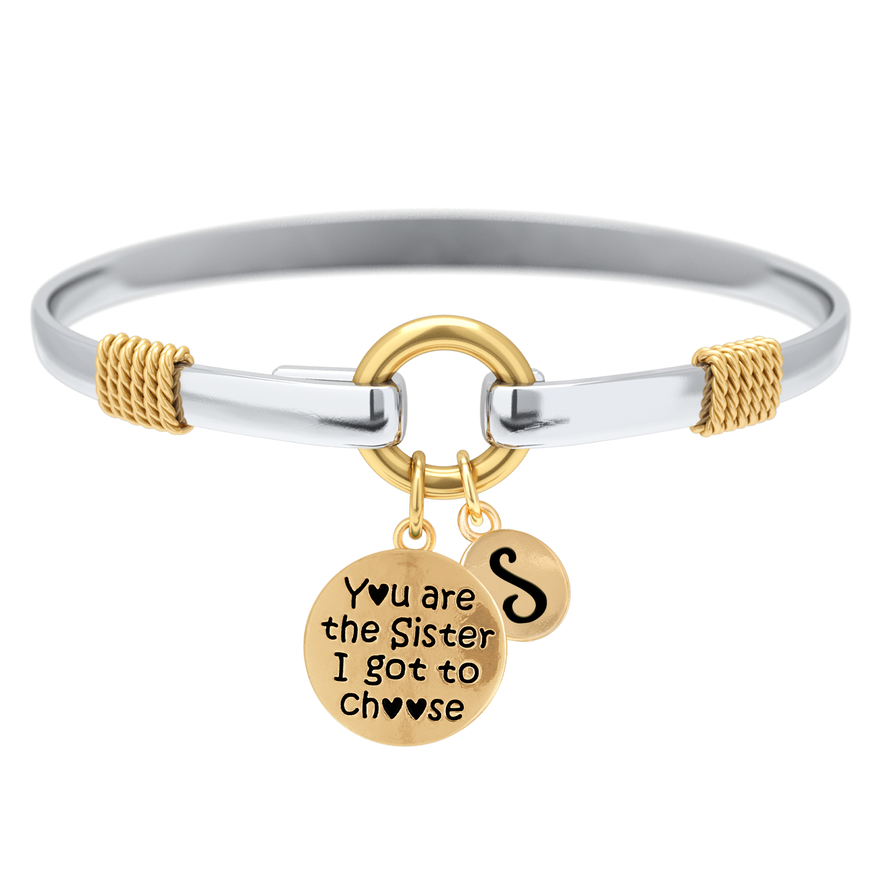 Christmas Gift Sister I Got To Choose - Two-Tone Custom Charm Bracelet