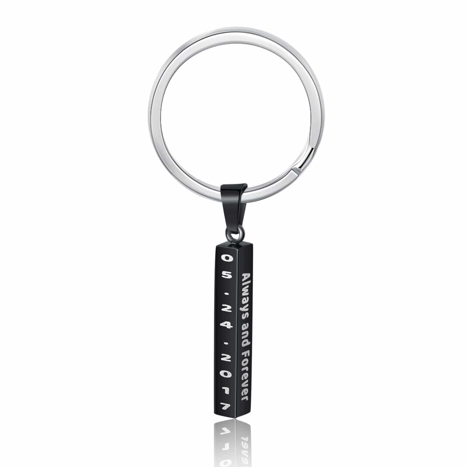 Vertical Bar Keychain Personalized 4 Sides 3D Bar Keychain Black r1