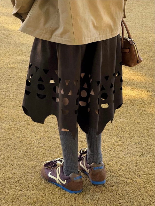 【四色出货】LOEW罗意 Ballet Runner 2.0 尼龙牛皮革 圆头系带 低帮 生活休闲鞋 棕色