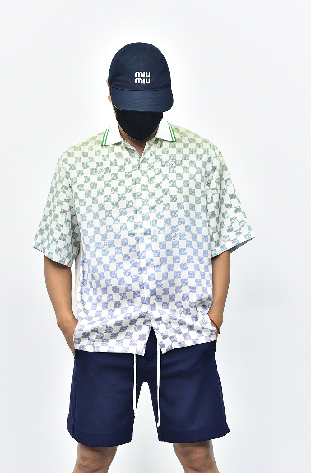 1V 格子渐变衬衫